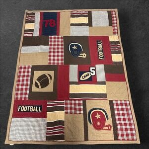 Pottery Barn Kids Twin Football Quilt and Sham Set  Sports Varsity